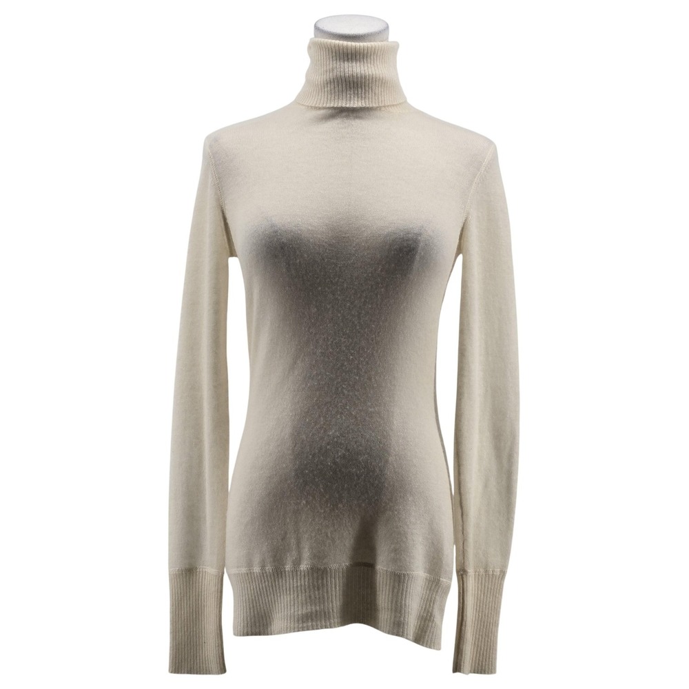 Moda International Sweater Pullover Womens S‎ White 100% Cashmere Turtleneck